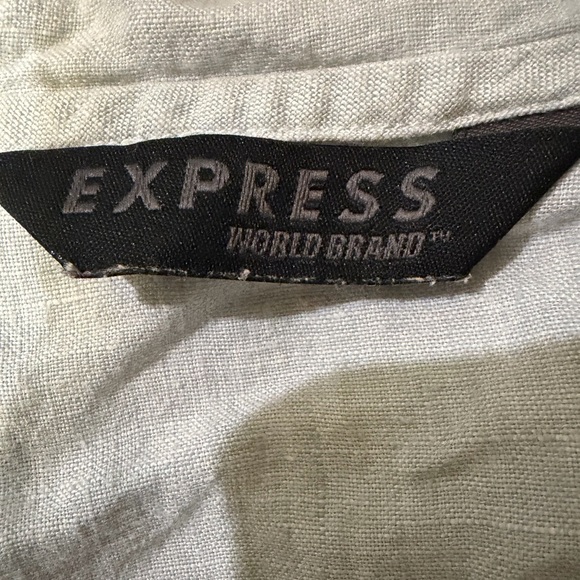 VTG Ice Blue Linen Cropped Zip Up Hoodie Front Pockets Beach Coastal SZ 5/6 XS-M - Picture 8 of 11